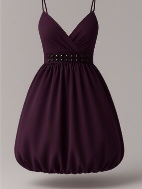 Women's Sleeveless V-Neck Purple Evening Dress